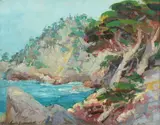 Edith Lucille Howard, Impressionist View of Point Lobos, Oil on board Click here to view supplemental information for this lot.