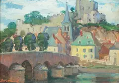 Edith Lucille Howard, Impressionist View of a River and Bridge, Oil on board Click here to view supplemental information for this lot.