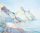Charles Merrill Mount, Viking Castle, Sargent had a profound and lasting impact on Mount's classical Impressionist style, in which be painted in buttery, impasto brush strokes and high key pastel colors