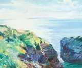 Charles Merrill Mount, Cliffs at Donabate, Sargent had a profound and lasting impact on Mount's classical Impressionist style, in which be painted in buttery, impasto brush strokes and high key pastel colors