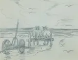Horse Drawn Cart on the Beach by A. H. O. Rolle, D.C. (1919-1932, except 1925) and the Washington Watercolor Club (1930-1937), offered Feb 2013