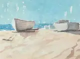 Beached Boats by A. H. O. Rolle, D.C. (1919-1932, except 1925) and the Washington Watercolor Club (1930-1937), offered Feb 2013
