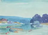 A. H. O. Rolle, Boats Beached on a Bend in the Potomac River, D.C. (1919-1932, except 1925) and the Washington Watercolor Club (1930-1937)