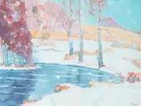 Bend in Sligo Creek Winter by A. H. O. Rolle, D.C. (1919-1932, except 1925) and the Washington Watercolor Club (1930-1937), offered Feb 2013