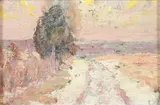 Snow Covered Trail with Trees by A. H. O. Rolle, D.C. (1919-1932, except 1925) and the Washington Watercolor Club (1930-1937), offered Feb 2013