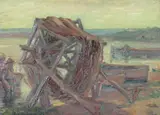 Fisherman and Seine Reel Near Leonardtown by A. H. O. Rolle, D.C. (1919-1932, except 1925) and the Washington Watercolor Club (1930-1937), sold Feb 2013