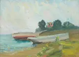 Beached Boats by A. H. O. Rolle, D.C. (1919-1932, except 1925) and the Washington Watercolor Club (1930-1937), offered Feb 2013