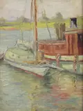 Fishing Boats by A. H. O. Rolle, D.C. (1919-1932, except 1925) and the Washington Watercolor Club (1930-1937), offered Feb 2013