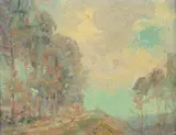 View of a Trail on the Side of a Hill Flanked by Trees by A. H. O. Rolle, D.C. (1919-1932, except 1925) and the Washington Watercolor Club (1930-1937), offered Feb 2013