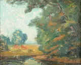 COWS GRAZING AT POTOMAC RIVER BANK c. 1922-1925 by A. H. O. Rolle, D.C. (1919-1932, except 1925) and the Washington Watercolor Club (1930-1937), offered Feb 2013