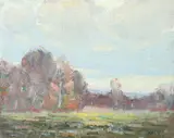 Meadow with a Forest in the Distance in Autumn by A. H. O. Rolle, D.C. (1919-1932, except 1925) and the Washington Watercolor Club (1930-1937), offered Feb 2013