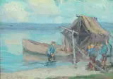 Fishermen by A. H. O. Rolle, D.C. (1919-1932, except 1925) and the Washington Watercolor Club (1930-1937), offered Feb 2013