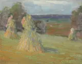 Harvest Scene: Three Haystacks by A. H. O. Rolle, D.C. (1919-1932, except 1925) and the Washington Watercolor Club (1930-1937), sold Feb 2013