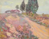 Dirt Trail Through Elevated Banks with Trees and Rocks by A. H. O. Rolle, D.C. (1919-1932, except 1925) and the Washington Watercolor Club (1930-1937), offered Feb 2013
