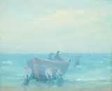 Pushing a Fishing Boat by A. H. O. Rolle, D.C. (1919-1932, except 1925) and the Washington Watercolor Club (1930-1937), offered Feb 2013