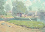 Work Boat at Rest by A. H. O. Rolle, D.C. (1919-1932, except 1925) and the Washington Watercolor Club (1930-1937), offered Feb 2013