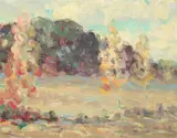 Tree-Lined Meadow by A. H. O. Rolle, D.C. (1919-1932, except 1925) and the Washington Watercolor Club (1930-1937), offered Feb 2013