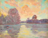 Red Dusk on the Anacostia by A. H. O. Rolle, D.C. (1919-1932, except 1925) and the Washington Watercolor Club (1930-1937), sold Feb 2013