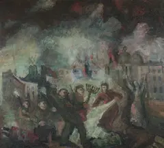 Max Band, Kristallnacht (Night of Broken Glass), Oil on canvas Click here to view supplemental information for this lot.