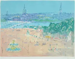 Jean Dufy, Place de la Concorde, Lithograph in colors.