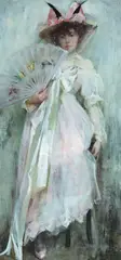 Percy William Gibbs, The Butterfly Fan, Oil on canvas Click here to view supplemental information for this lot.