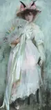 Percy William Gibbs, The Butterfly Fan, Oil on canvas Click here to view supplemental information for this lot.