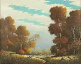 Benson Bond Moore, November Landscape, DC 1875-1941) were the 2 DC artists and 2 of only 12 Southern Impressionists selected by Professor William Gerdts, for inclusion in his very popular, scholarly, well-written, trailblazing book American Impressionism, published in 1984, which is still in print and selling well, and Moore's classical American Impressionist style, up through c. 1925 and his post c. 1925 evolution into a truly unique form of Impressionism, not practiced by any other American artist, in which almost all