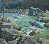 Benson Bond Moore, The Rapids, DC 1875-1941) were the 2 DC artists and 2 of only 12 Southern Impressionists selected by Professor William Gerdts, for inclusion in his very popular, scholarly, well-written, trailblazing book American Impressionism, published in 1984, which is still in print and selling well, and Moore's classical American Impressionist style, up through c. 1925 and his post c. 1925 evolution into a truly unique form of Impressionism, not practiced by any other American artist, in which almost all