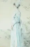 William Henry Holmes, Full Length Portrait of Young Woman in a Garden, Watercolor Click here to view supplemental information for this lot.