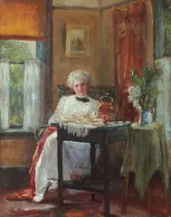 William Henry Holmes, Tea Time, Oil on canvas Click here to view supplemental information for this lot.