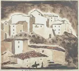 Abraham Walkowitz, Horse and Rider and Woman, Monotype in colors of brown and white