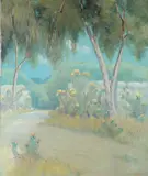 Dawson Dawson-Watson, Entrance to the Gallagher Ranch, Oil on canvas mounted on panel Click here to view supplemental information for this lot.