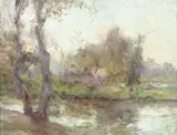 Ellsworth Woodward, View in City Park, Jones.' Oil on artist's board