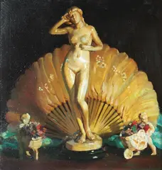 Joseph Weisman, STILL LIFE WITH BIRD STATUARY and STILL LIFE WITH FIGURAL STATUES: PAIR, Oil on canvas