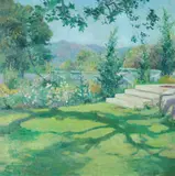 E. Charlton Fortune, Impressionistic View of Backyard Garden with Flowers