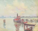 A POTOMAC DOCK, circa 1920-25. signed lower right by A. H. O. Rolle, D.C. (1919-1932, except 1925) and the Washington Watercolor Club (1930-1937), offered Feb 2013