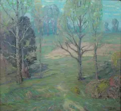 A. H. O. Rolle, Early Spring, Rolle's bravura Impressionist brush work and pastel, high key coloring is superb