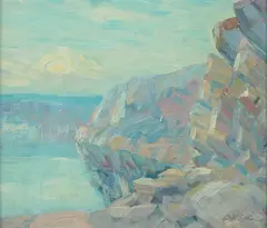 Near Great Falls by A. H. O. Rolle, D.C. (1919-1932, except 1925) and the Washington Watercolor Club (1930-1937), offered Feb 2013