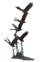 John Cox, Untitled, John Cox (1952-2014) Flying swans bronze 140cm wide 85cm deep 170cm high
