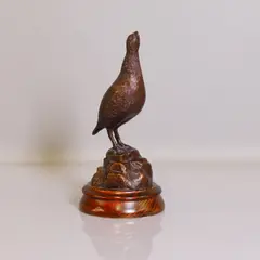 Lucio Relano, Untitled, b.1942) Partridge bronze with brown patina on a wooden base
