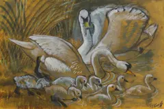 Untitled by Charles Tunnicliffe, watercolour and bodycolour 45.5 x 69cm, sold Jun 2023