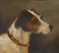 Edward Aistrop, Untitled, Edward Aistrop (fl.1880-1920) Fox terrier oil on board 26 x 28.5cm