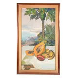Santos, Bodegón con papaya, Óleo sobre tela
