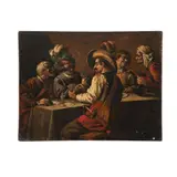 Anónimo, Escena de juego, Óleo sobre tabla