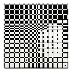 Vasarely by Alicia Gamus, 2017, Lápiz, acrílico y collage sobre tela, offered Jan 2022