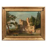 Anónimo, Paisaje, Óleo sobre tabla