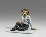 Löwenmann by Stephan Balkenhol, 2018, Bronze, patiniert und farbig gefasst, sold Dec 2020