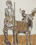 Markus Lüpertz, Hirte mit Widder, Ca. 1988, Holzschnitt auf leichtem Papier