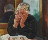 Max Kaus, "Sinnende alte Frau"