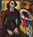 Carl-Heinz Kliemann, Ohne Titel (Die Putzmacherin), Ca. 1948, Tempera auf Holzplatte